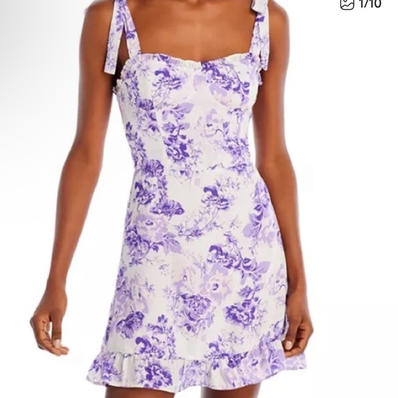 Aqua Purple and White Floral Dress - Picture 3 of 13